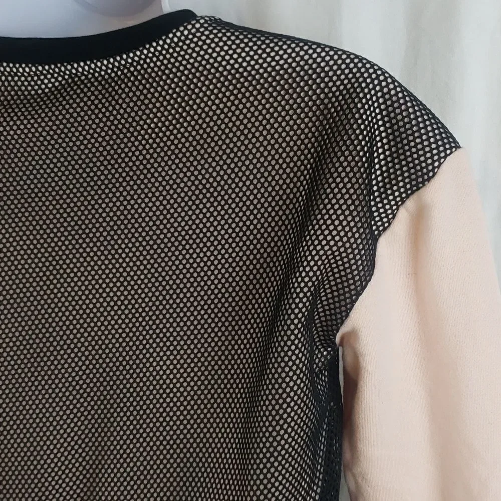 Guess Women's 10 Mesh & Pink Cropped Sweater